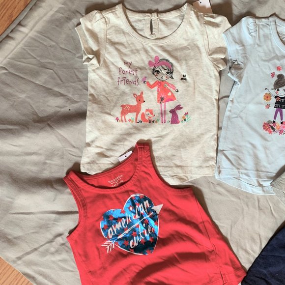 GIRLS - 5pc lot sz 18m NWT TOUGHSKINS tanks, short sleeve shirts, skort shorts - Picture 3 of 5